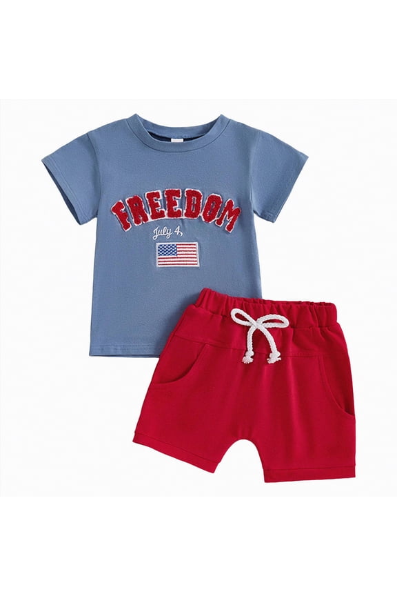 Toddler Baby Boy Summer Clothes Color Block Short Sleeve Shirt Tops + Summer Beach Shorts Outfit Set(Blue,12-18 Months)