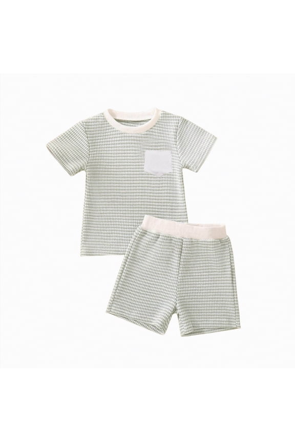 Toddler Baby Boy Summer Clothes Short Sleeve Letter Print Stripe T-Shirt with Elastic Waist Shorts Set Summer Outfit Blazer,2-3 Y