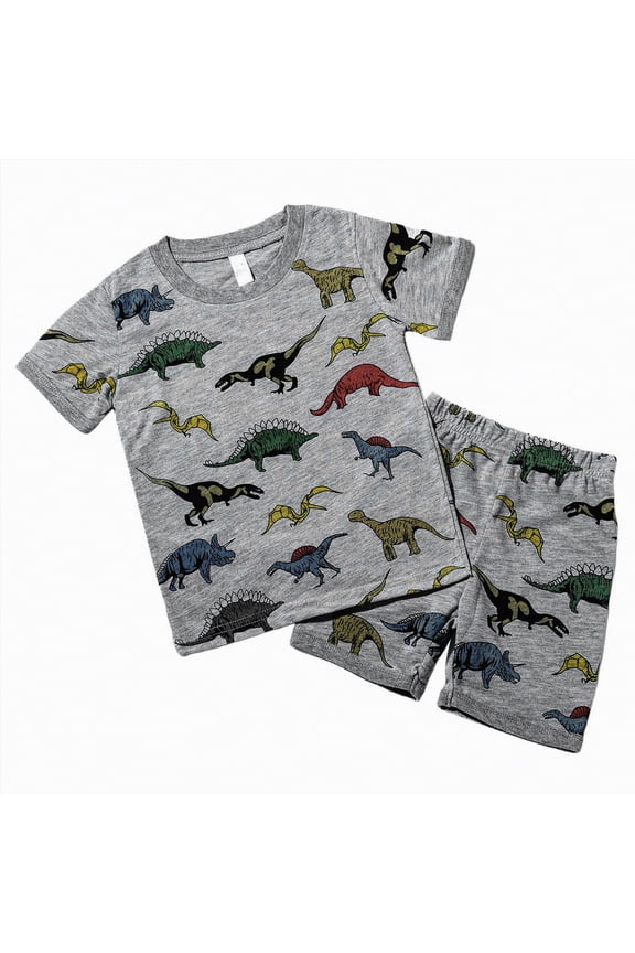 Toddler Baby Boy Summer Clothes T-Shirt and Shorts Summer Beach Boy Outfits(Grey,2-3 Years)