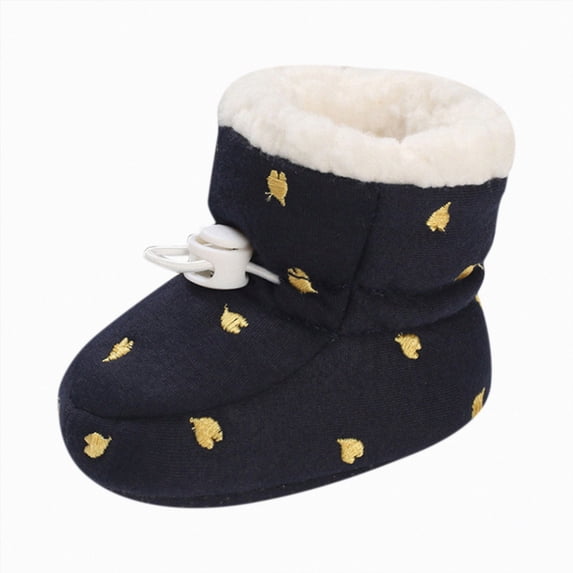 NOLDARES Toddler Baby Boys Girls Soft Cotton Slippers Newborn Kids Warm Boots Winter Socks Anti-Slip Shoes(Dark Blue,5)
