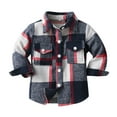 thumbnail image 1 of NOLDARES Boys Girls Plaid Flannel Shirts Jacket Toddler Long Sleeve Button Up Shacket Kids Fall Outwear Clothes Tops(Z4-Navy,12-13 Years), 1 of 3
