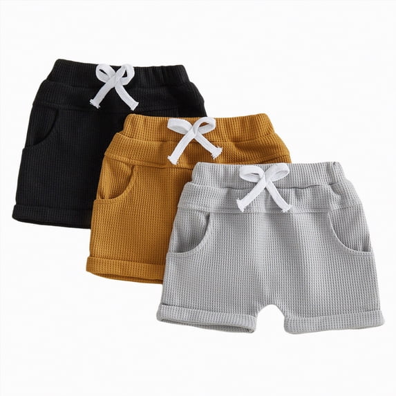 NOLDARES Toddler Baby Boys Shorts, Summer Cotton Shorts for Kids, Childrens Jogger Pants for Holiday(Grey,12-18 Months)