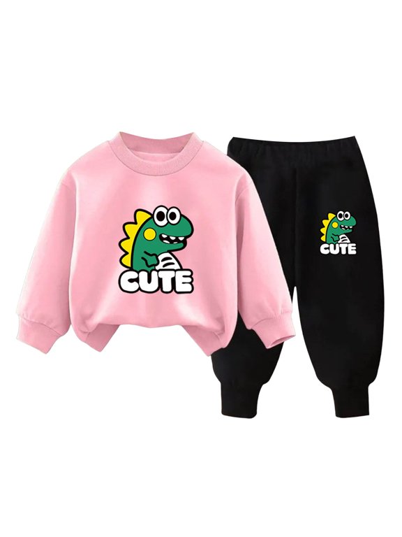 Toddler Baby Girl Boy Fall Winter Clothes 2 Piece Hooded Sweatshirt Tops and Joggers Pants Set Cute Print Outfits Clothing(C,9-10 Y)