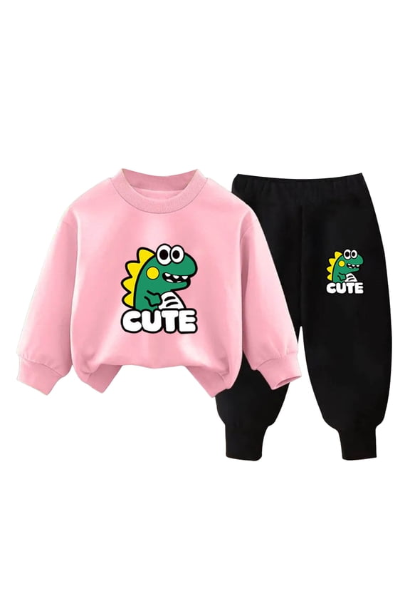 Toddler Baby Girl Boy Fall Winter Clothes 2 Piece Hooded Sweatshirt Tops and Joggers Pants Set Cute Print Outfits Clothing(C,9-10 Y)