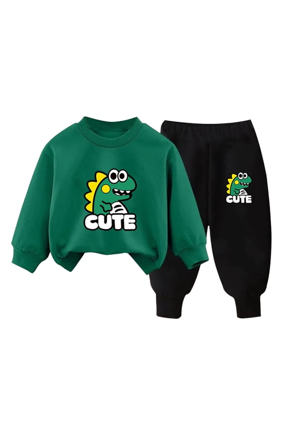 Toddler Baby Girl Boy Fall Winter Clothes 2 Piece Hooded Sweatshirt Tops and Joggers Pants Set Cute Print Outfits Clothing(T,2-3 Y)