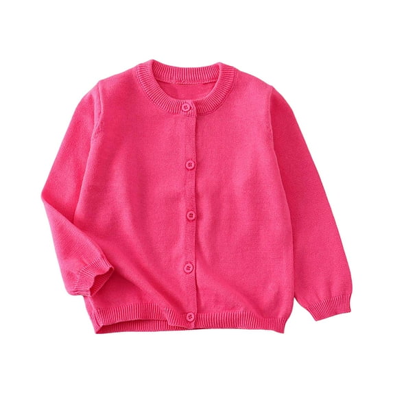NOLDARES Toddler Baby Girl Boys Sweater Round Neck Long Sleeve Candy Color Knitted Pullover Tops Autumn Winter Sweatshirt(Hot Pink,2-3 Years)