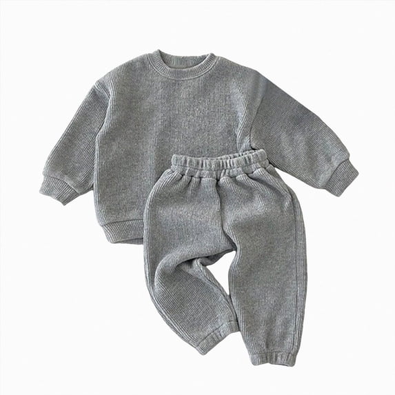 NOLDARES Toddler Baby Girl Clothes Cute Long Sleeve Sweatshirt Sweatpant Outfits Fall Winter Tops Pant Outfit Sweatsuit(Light Gray,3-4 Y)