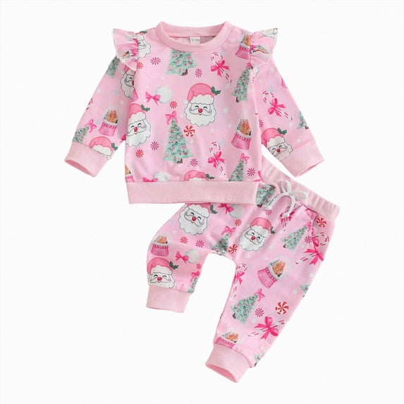 NOLDARES Toddler Baby Girl Clothes Fall Winter Outfits Infant Girl Long Sleeve Top and Pants 2pcs Clothing Set(Red,3-6 M)