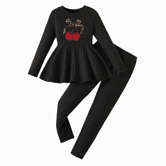 NOLDARES Toddler Baby Girl Clothes Long Sleeve Pullover Tops + Pants Set Floral Print Sweatsuit Fall Winter Outfits(Black,3-4 Y)