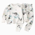 thumbnail image 1 of NOLDARES Toddler Baby Girl Fall Clothes Print Long Sleeve Shirt and Flare Pants Set Bell Bottom Outfits for Girls(Sky Blue,4-5 Y), 1 of 5