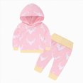 thumbnail image 1 of NOLDARES Toddler Baby Girl Fall Winter Clothes Printed Hoodie Sweatshirt And Pants 2pcs Sweatsuit Outfit(T215-Light Pink), 1 of 4