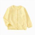 thumbnail image 1 of NOLDARES Toddler Baby Girl Sweater Long Sleeve Button Closure Hollowed Solid Warm Knit Cardigan for Fall Winter(Light Yellow,5-6 Y), 1 of 6