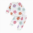 thumbnail image 1 of NOLDARES Toddler Baby Girls Clothes Set Ruffle Knit Ribbed Long Sleeve T-Shirts Tops+Pants 2Pcs Outfits Fall Winter Clothes(White,12-18 M), 1 of 4