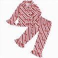thumbnail image 1 of NOLDARES Toddler Baby Girls Pajamas Set Christmas Tree Santa Button Down Shirts Pants Pjs Nightgown Sleepwear,12-18 M, 1 of 7