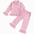thumbnail image 1 of NOLDARES Toddler Baby Girls Pajamas Set Christmas Tree Santa Button Down Shirts Pants Pjs Nightgown Sleepwear,4-5 Y, 1 of 7