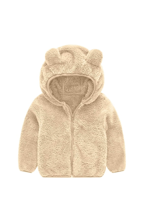 Toddler Baby Spring Jacket Girls Boys Cute Cartoon Windbreaker Coats Rain Jacket Hooded Zip Light Outerwear,Beige,12-18 Months