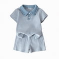 thumbnail image 1 of NOLDARES Toddler Baby Summer Outfits Crew Neck T-shirt+Striped Shorts with Pockets Boy Casual Clothing Set 1-6 Years Blazer,3-4 Y, 1 of 9