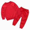 thumbnail image 1 of NOLDARES Toddler Boy Fall Outfits 2Pcs Long Sleeve Graphic Round Neck Pullover Top Thick Jogger Pants Soft Clothes Set Size:9-10 Y,Red, 1 of 6