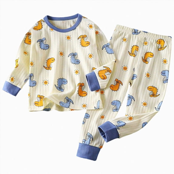 NOLDARES Toddler Boy Fall Winter Clothes Crewneck Sweatshirt and Pants Sets(M252-Blue)