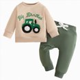 thumbnail image 1 of NOLDARES Toddler Boy Girl Clothes 2 Piece Long Sleeve Cute Print Crewneck Sweatshirt Sweatpants Casual Fall Winter Outfits Set Size:12-18 M,Green, 1 of 6