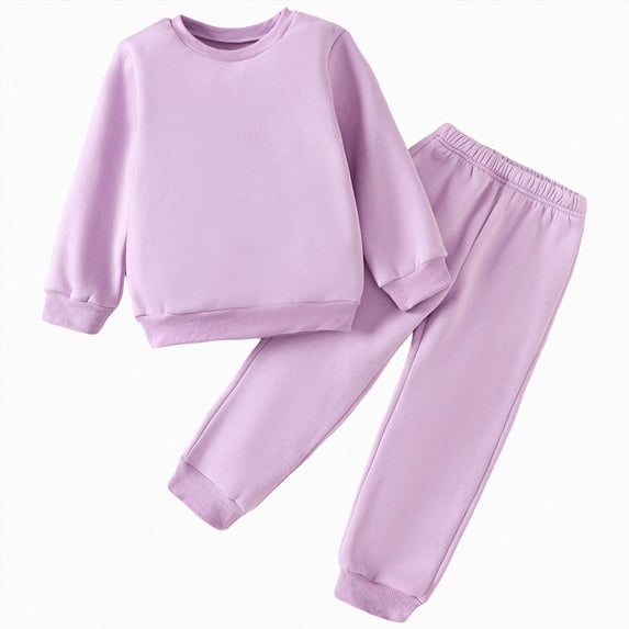 NOLDARES Toddler Boy Printed Outfits Long Sleeve Round Neck T-Shirt Elastic Waist Pants Casual Fall Winter Clothes 2Pcs Set Size:5-6 Y,Purple