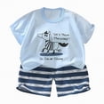 thumbnail image 1 of NOLDARES Toddler Boy Summer Play Outfit Short Sleeve Print Tee Elastic Shorts Casual Clothes 1T 2T 3T 4T Blazer,5-6 Y, 1 of 4