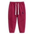 thumbnail image 1 of NOLDARES Toddler Boy Sweatpants Boys Athletic Joggers Pants Kids Cotton Sweats Pants with Pocket Workout Clothes(Red,6-8 Years), 1 of 3