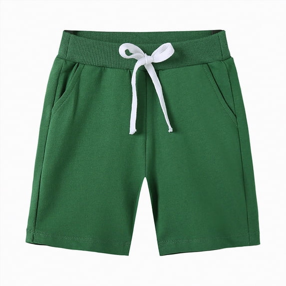 NOLDARES Toddler Boys Athletic Shorts, Kids Summer Pull On Cotton Shorts with Pocket and Drawstring(AG,6-7 Years)
