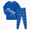 thumbnail image 1 of NOLDARES Toddler Boys Clothes Outfits Set Long Sleeve Print Pattern Crewneck Pullover Top Jogger Pants Cozy Winter 2 Piece Size:2-3 Y,Blue, 1 of 9