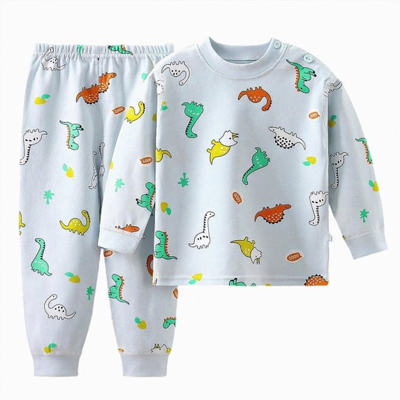 NOLDARES Toddler Boys Clothes Set 2Pcs Long Sleeve Print Pattern Sweatshirt Top Sweatpants Cozy Fall Outfits Size:6-12 M,Light Blue