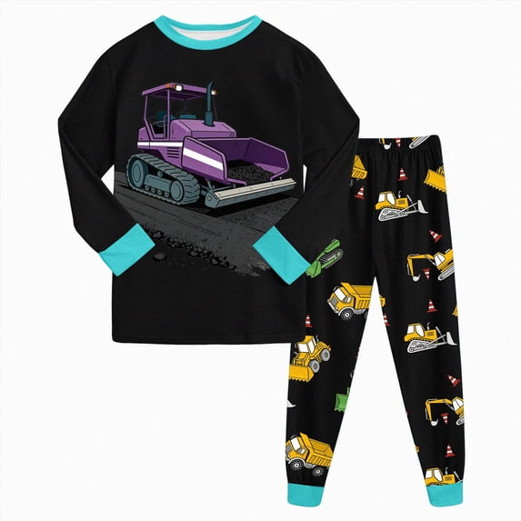 NOLDARES Toddler Boys Girls Pajama Set 2-Piece Long Sleeve Tee and Pants Kids Fall Clothes Sleepwear Pj Set 6-12 Months 12-24 Months 2t 3t 4t 5t 6t 7t 8t 9t Children,Black,3-4 Y