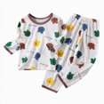 thumbnail image 1 of NOLDARES Toddler Boys Girls Pjs Pajama Set 2 Piece Long Sleeve Top and Pants Print Sleepwear Boys Girls Toddler Pj Clothing Outfit(H025-Coffee), 1 of 4