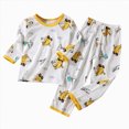 thumbnail image 1 of NOLDARES Toddler Boys Girls Pjs Pajama Set 2 Piece Long Sleeve Top and Pants Print Sleepwear Boys Girls Toddler Pj Clothing Outfit(H025-YE1), 1 of 4