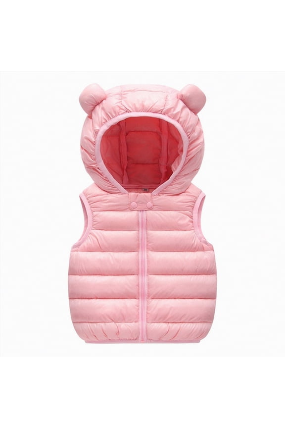 Toddler Boys Girls Quilted Bubble Puffer Vest Winter Coat Sleeveless Down Coat Standing Collar Baby Padded Waistcoat(Pink,6-12 Months)