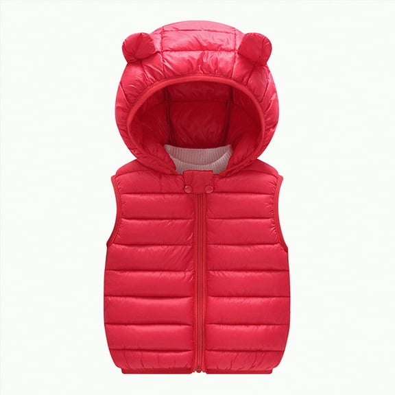 NOLDARES Toddler Boys Girls Quilted Bubble Puffer Vest Winter Coat Sleeveless Down Coat Standing Collar Baby Padded Waistcoat(Red,18-24 Months)