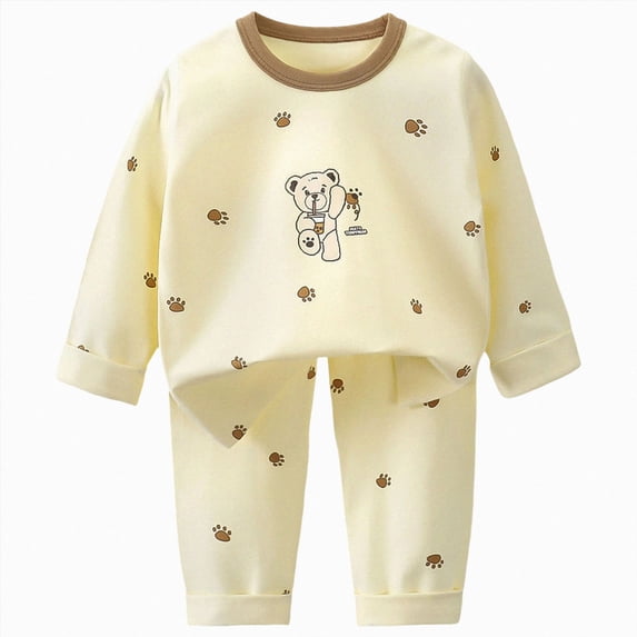 NOLDARES Toddler Boys Girls Sleepwear 2 Piece Pajamas Set Long Sleeve Crewneck Top and Pants Pjs Jammies Fall Winter Loungewear Set(H120-Pink)
