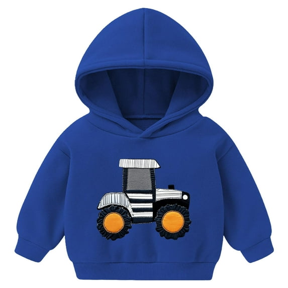 NOLDARES Toddler Boys Girls Sweatshirt Long Sleeve Hooded Unisex Kids Pullover Fall Casual Tops Hoodie Solid Color(Blue,7-8 Years)