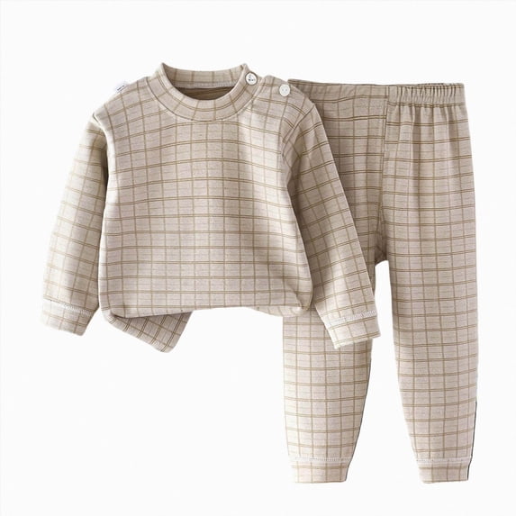 NOLDARES Toddler Boys Pajamas 2-Piece Kids Pjs Set Soft Stretchy Long Sleeve Top and Pants for Fall and Winter 6-12 Months 12-24 Months 2t 3t 4t 5t 6t 7t 8t 9t Children,Khaki,3-4 Y