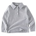 thumbnail image 1 of NOLDARES Toddler Boys' School Uniform Long Sleeve Polo Shirt, Button Closure, Comfortable, Breathable Fabric(Grey,6-7 Years), 1 of 4