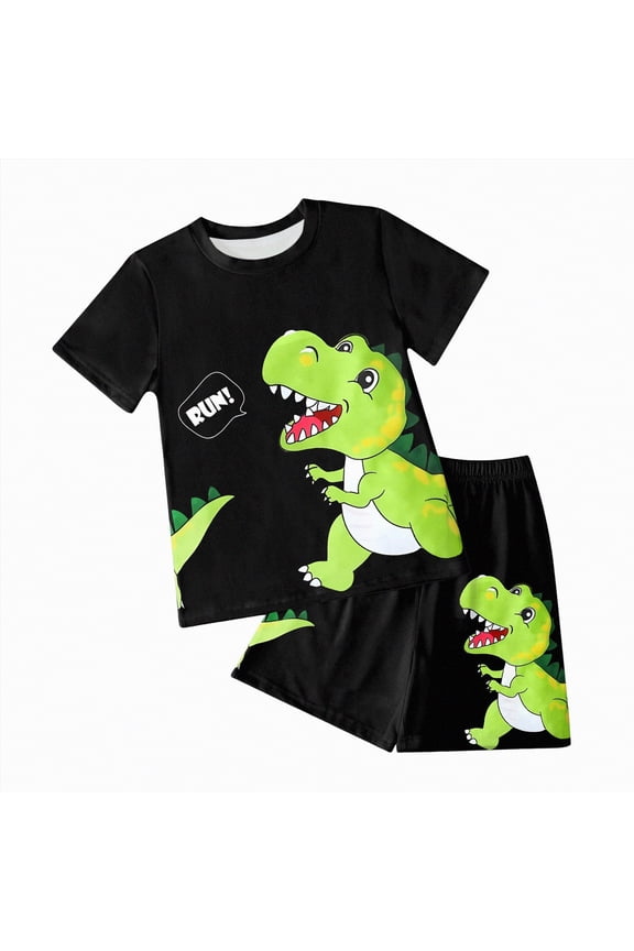 Toddler Boys Summer Outfit Dinosaur Train Print Short Sleeve Tee Elastic Waist Shorts 1T 2T 3T 4T Blazer,3-4 Y