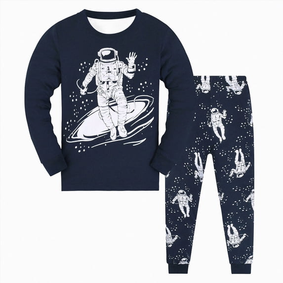 NOLDARES Toddler Boys Warm Clothes Set 2 Piece Long Sleeve Print Pullover Sweatshirt Top Elastic Waist Sweatpants Fall Winter Outfits Size:2-3 Y,Blue