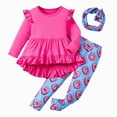 thumbnail image 1 of NOLDARES Toddler Clothes for Baby Girls Cute Print Long Sleeve Sweatshirt Pants Girls Warm Fall Winter Outfits Set(Hot Pink,5-6 Y), 1 of 7