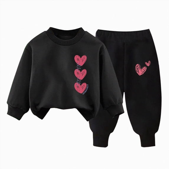 NOLDARES Toddler Girl Baby Clothes Set Long Sleeve Graphic Sweatshirt and Elastic Waist Pants 2pcs Outfits Fall Winter(K,9-10 Y)