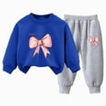thumbnail image 1 of NOLDARES Toddler Girl Baby Outfits Clothing Long Sleeve Soft Tee + Joggers 2 Piece Clothes Set Cute for School(Blue,4-5 Y), 1 of 5