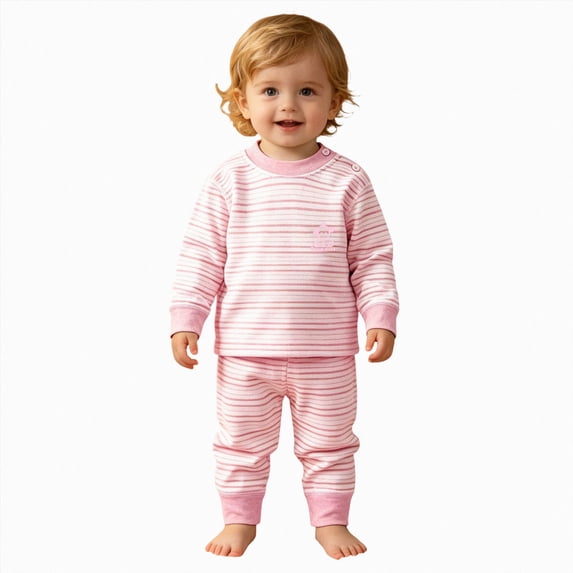 NOLDARES Toddler Girl Boys Pajamas Set Kids PJs Fall Winter Sleepwear 2 Piece Long Sleeve Top and Pants Jammies(H089-Pink)