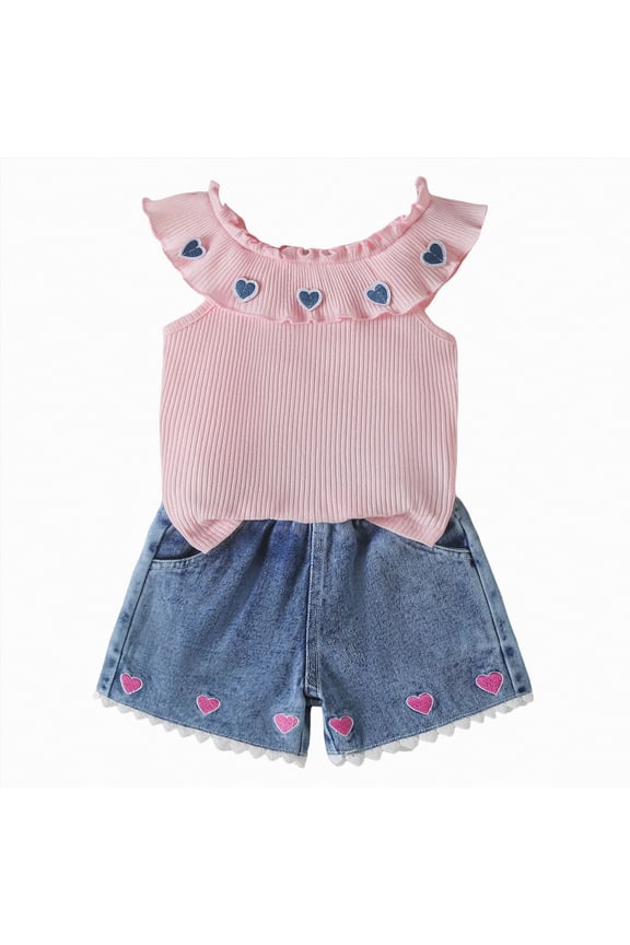 Toddler Girl Clothes Baby Girls Outfits 6M-5T Summer Floral Print Sleeveless+Shorts2pcs Baby Clothing(Pink,2-3 Years)