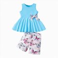 thumbnail image 1 of NOLDARES Toddler Girl Summer Clothing Outfits 2Pcs Sleeveless Tee Tank and Cute Pullover Shirt with Elastic Waist Shorts Set(Sky Blue,7-8 Y), 1 of 9