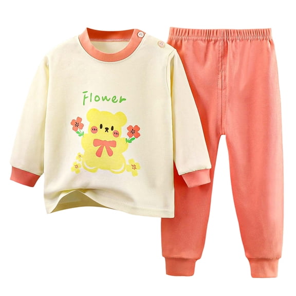 NOLDARES Toddler Girls Boys Fall Winter Outfits Embroidery Long Sleeve Sweatshirt Tops and Striped Pants Sets 2pcs Fall Winter Clothes Clothing Set(Light Yellow,5-6 Y)