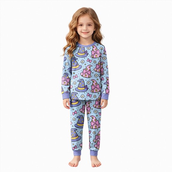 NOLDARES Toddler Girls Boys Halloween Pumpkin Pajamas Cotton Pjs for Boy Jammies Little Kids Sleepwear Clothes Sets(Sky Blue,6-7 Y)