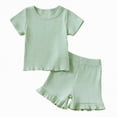 thumbnail image 1 of NOLDARES Toddler Girls Clothes 1T 2T 3T 4T 5T Summer Outfits Baby Kids Short Sleeve T-Shirt Tops & Shorts Sets(Green,3-4 Years), 1 of 4